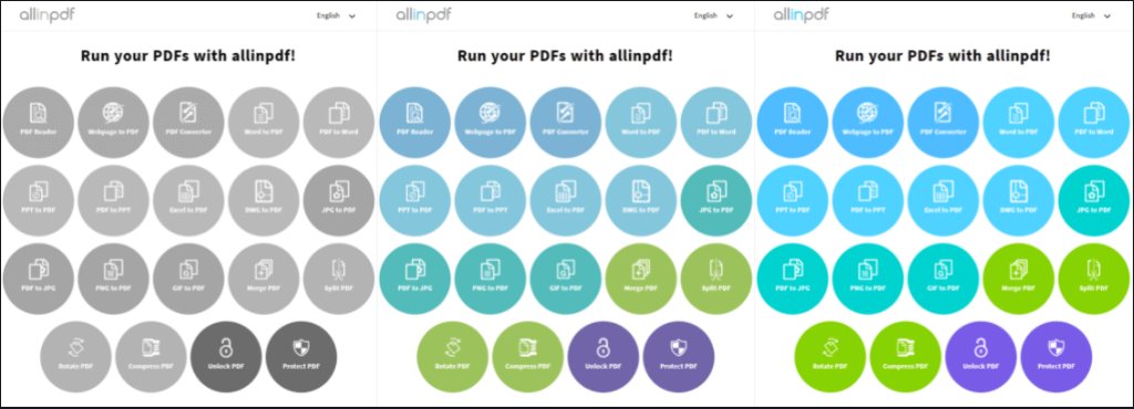 all in pdf 사이트 ui